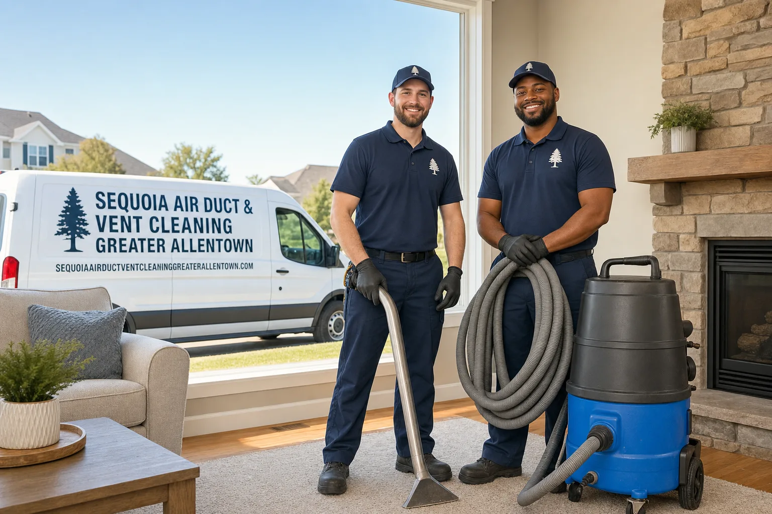 Sequoia Air Duct & Vent Cleaning Greater Allentown service vehicle and crew in Allentown, PA